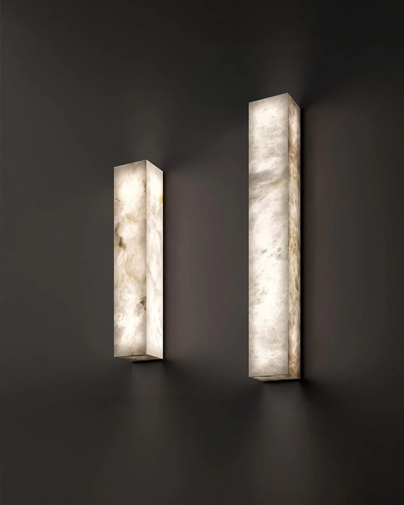 Rectangular Natural Semi-Translucent Alabaster Wall Lamp for Bath & Vanity - Image 13