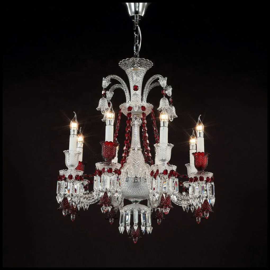 Bakala Red K9 Crystal Classic Chandelier 8 Lights For Living Room