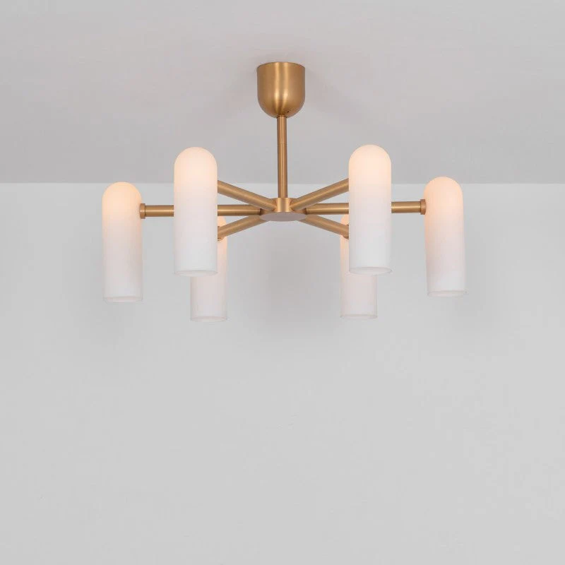 Reed Round Modern Triplex Opal Glass Chandelier - Image 3