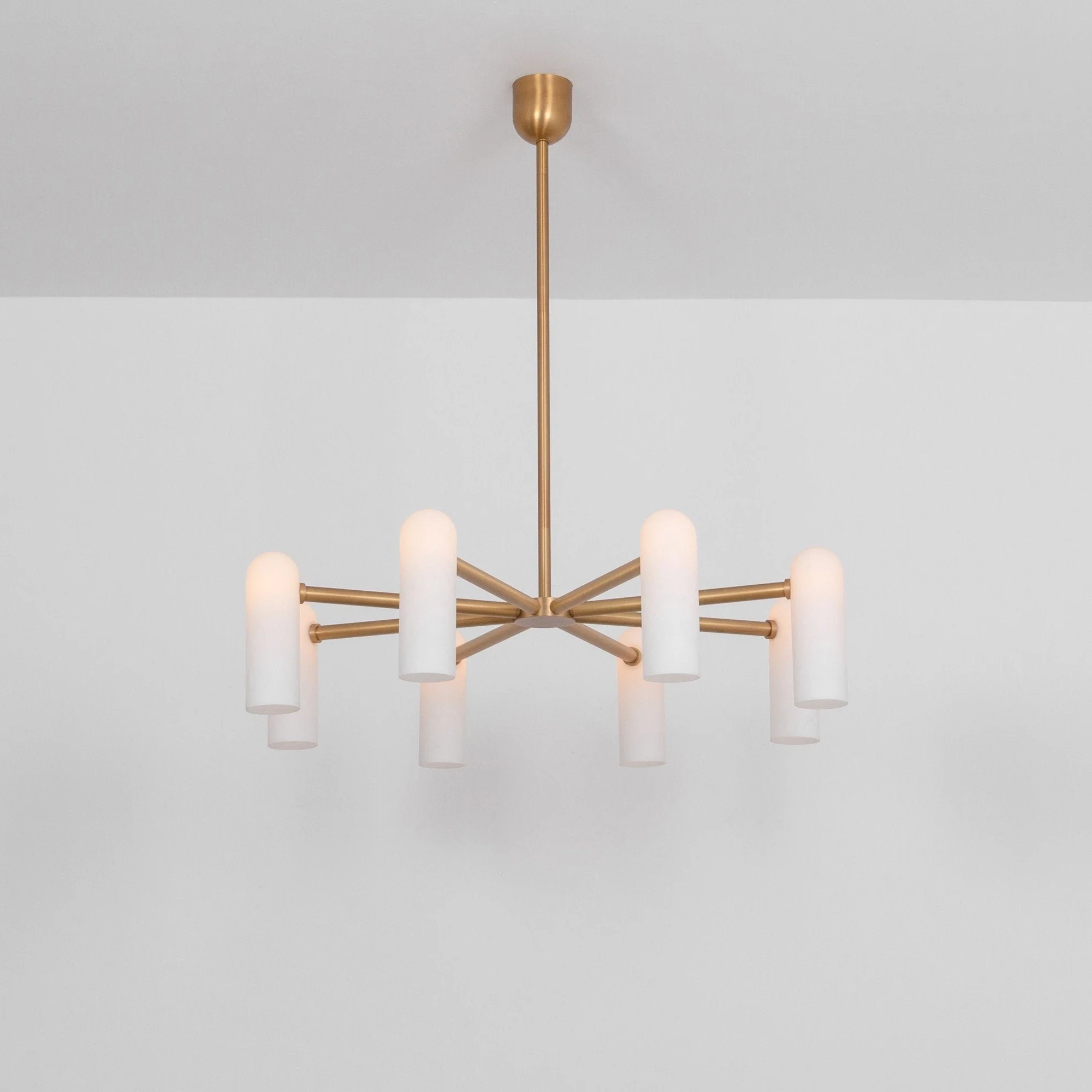 Reed Round Modern Triplex Opal Glass Chandelier - Image 6