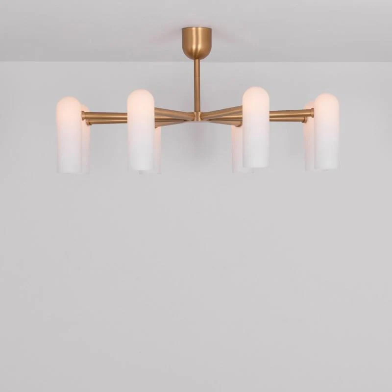 Reed Round Modern Triplex Opal Glass Chandelier - Image 7
