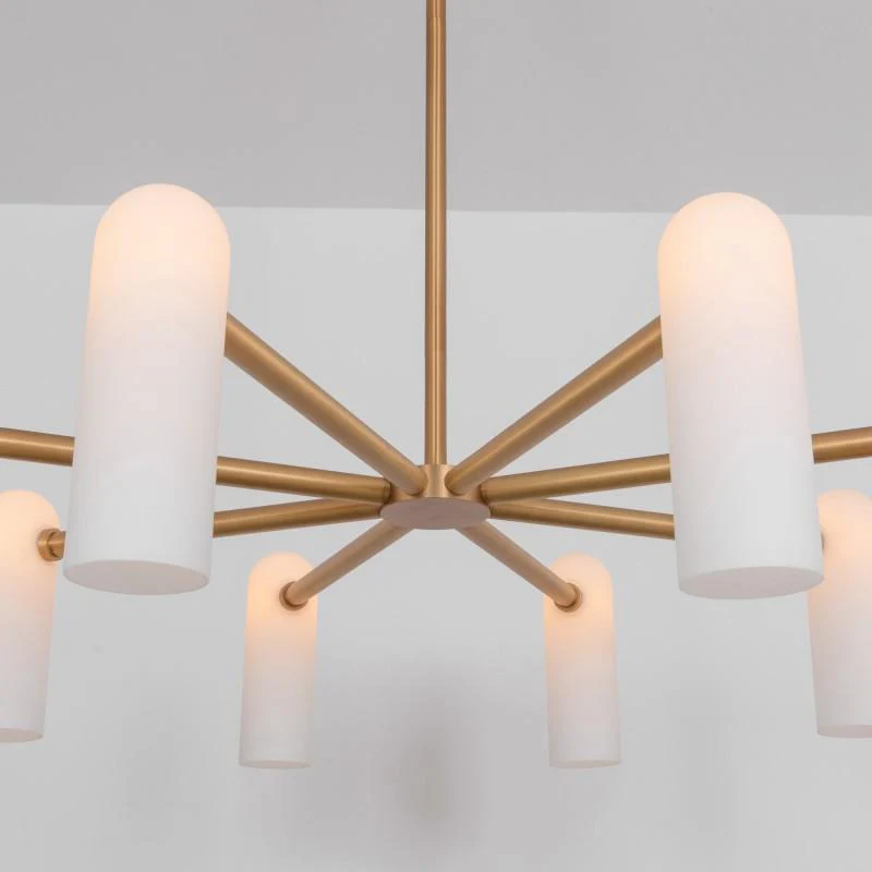 Reed Round Modern Triplex Opal Glass Chandelier - Image 8