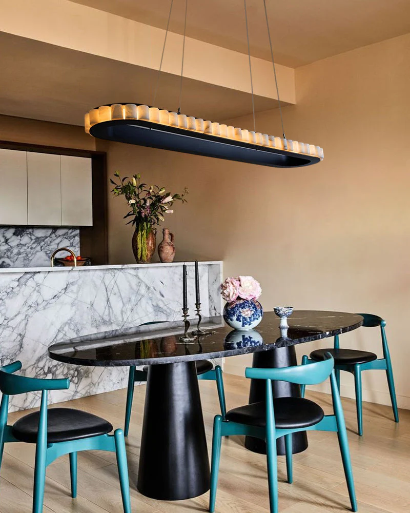 Ring Alabaster Oval Chandelier for Kitchen Island