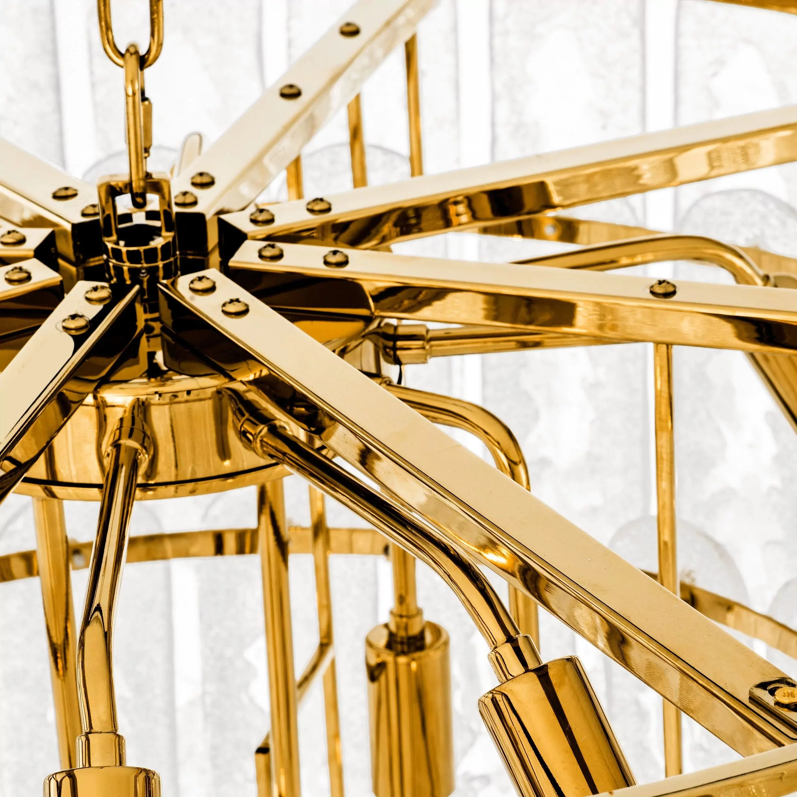 Riveria Modern Chandelier - (Gold Finish | Frosted Glass) - Image 5