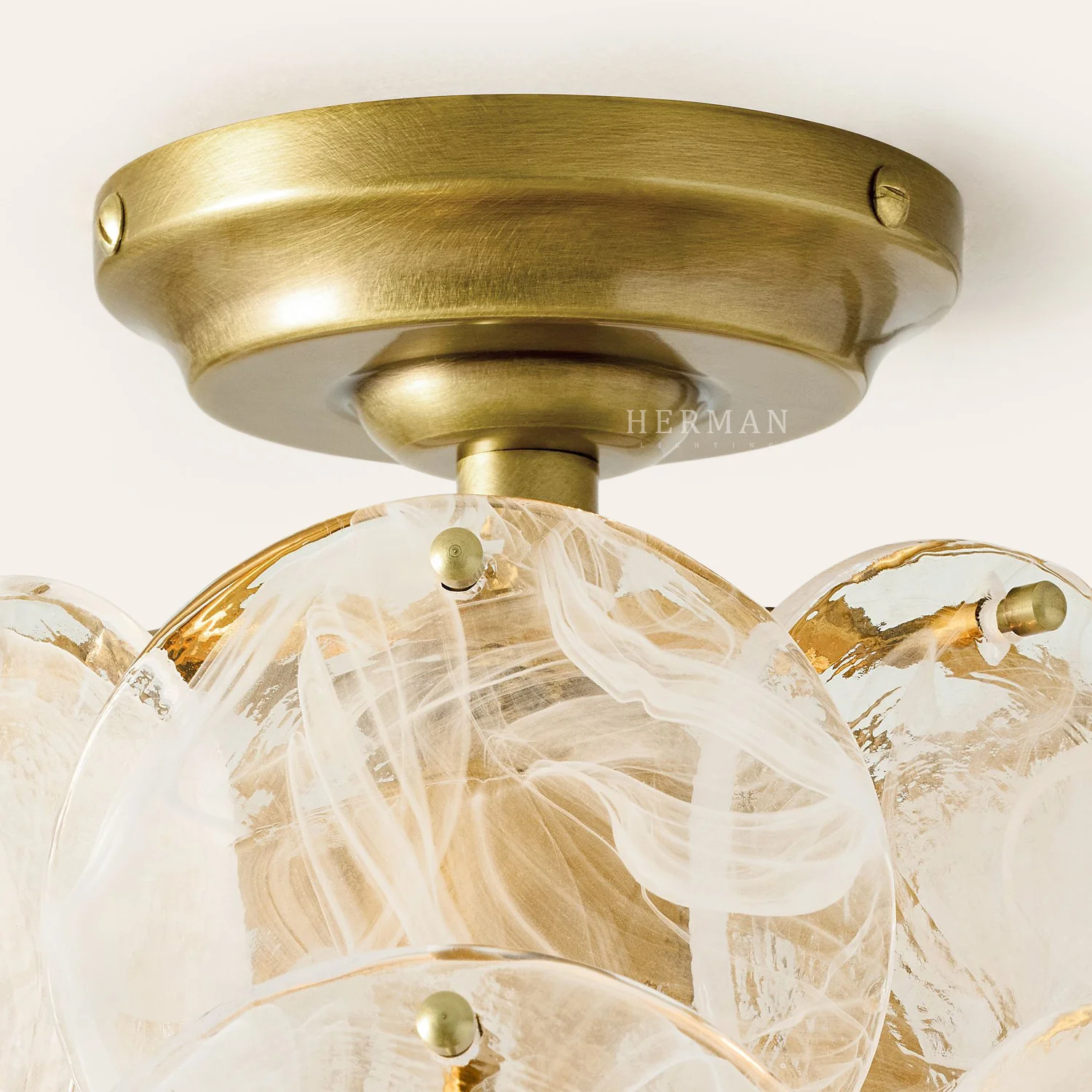 Riviera Glass Disc Round Flush Mount 12" - Image 5