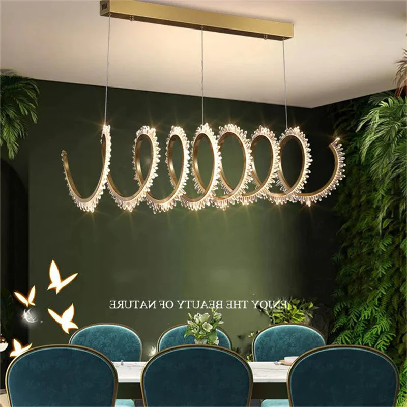 Rorie Modern Rock Crystal Spiral Chandelier, Island Chandelier - Image 4