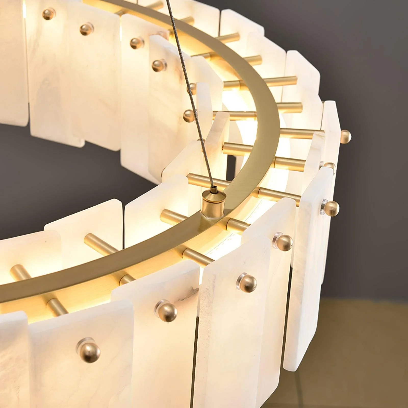 Round Alabaster Chandelier - Image 3