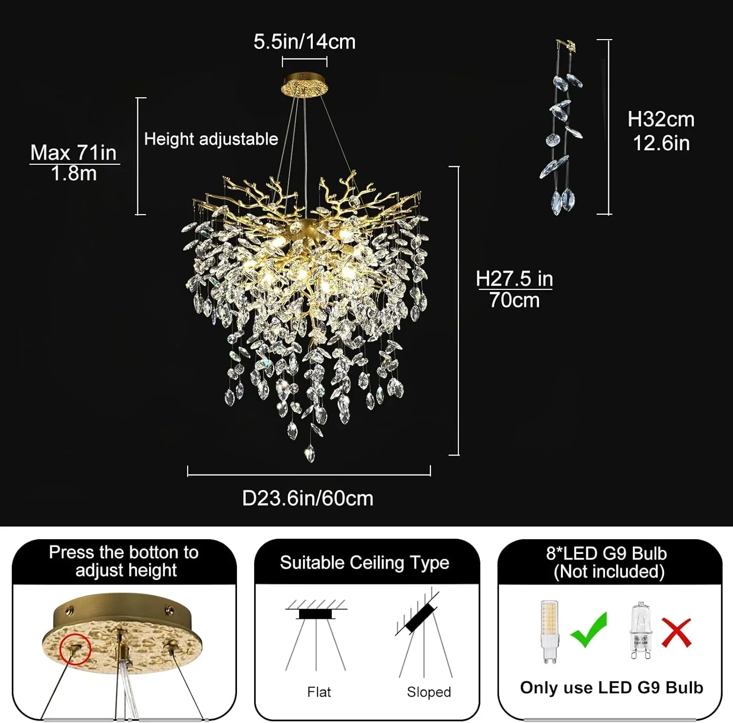 Solara Round Tree Branch Chandelier 24" 32" 40" Tree Branch - Image 25