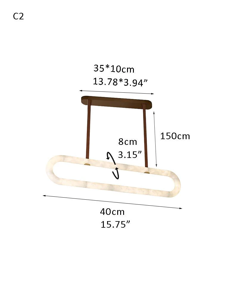Round LED White Marble Pendant lamp with adjustable leather, Dia 12/16" - Image 31