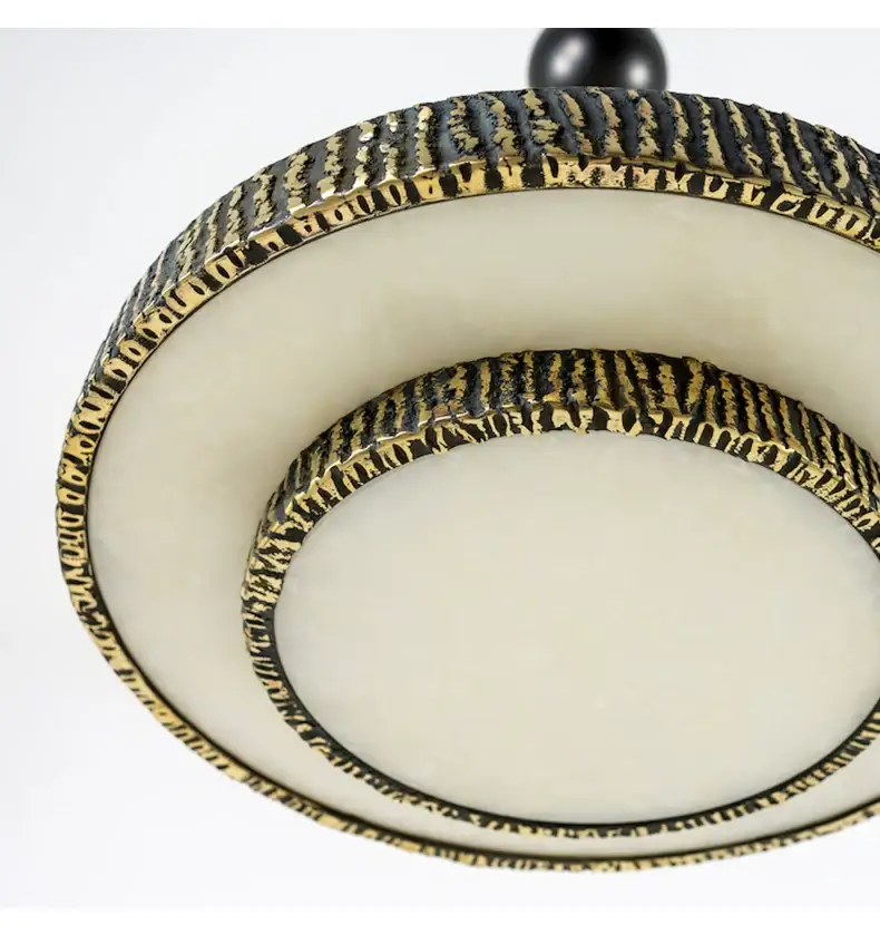 Round Vintage Alabaster Chandelier - Image 6