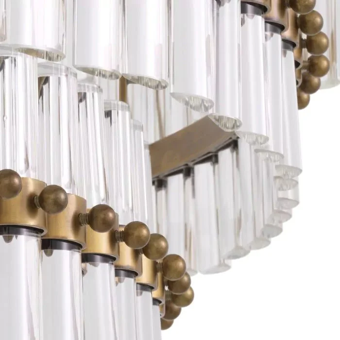 Scottsdale Modern Brass Glass Chandelier - (Antique Brass Finish | Clear Glass) - Image 5