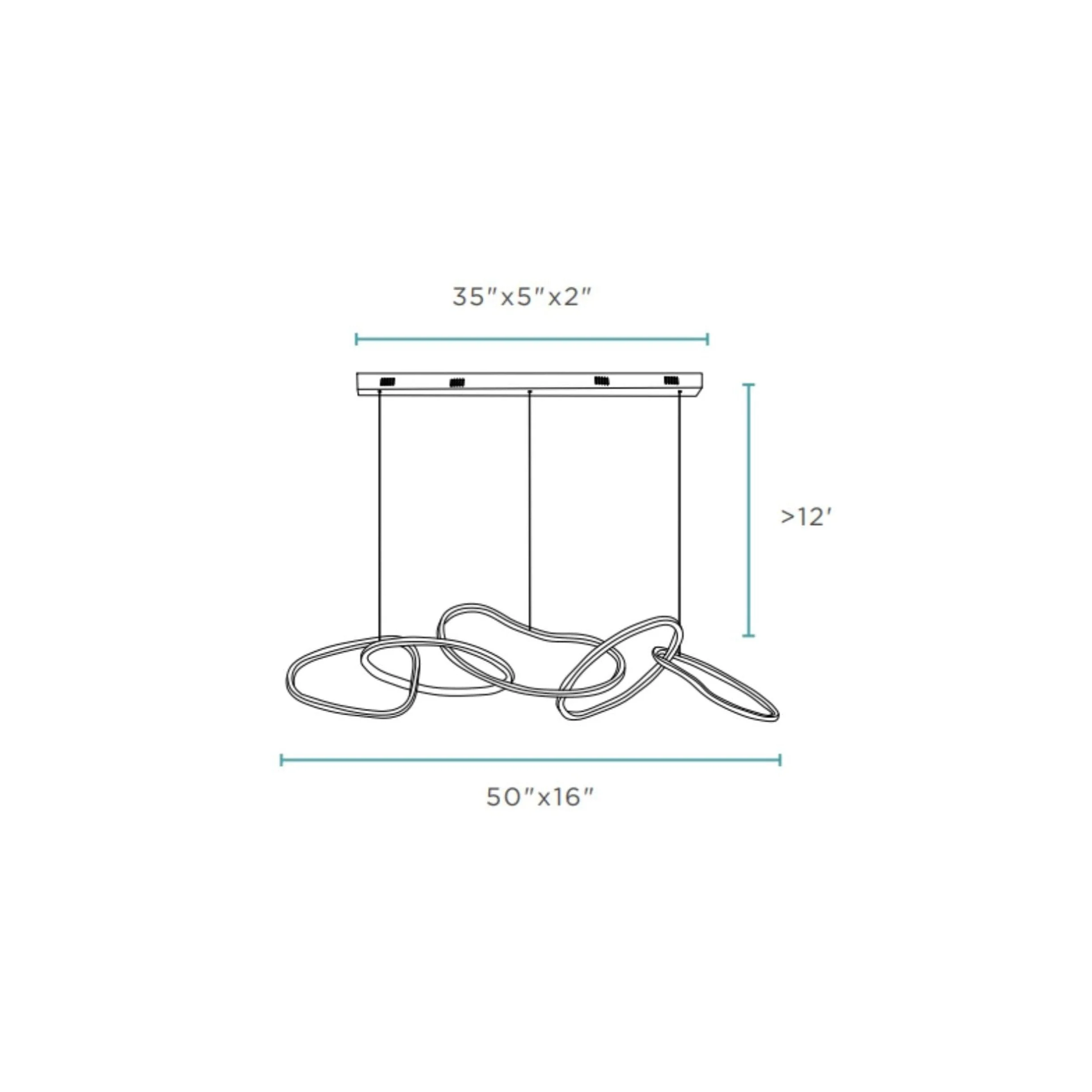 Seoul LED Hoops Rectangular Chandelier // Chrome - Image 5