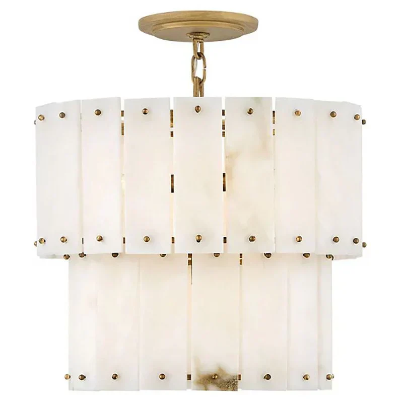Simona Alabaster Round 2-Tier Chandelier 17.5"D 24"D - Image 8