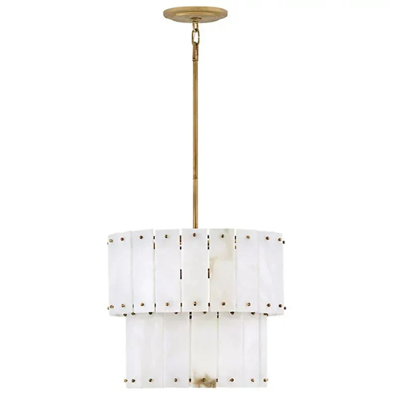 Simona Alabaster Round 2-Tier Chandelier 17.5"D 24"D - Image 9