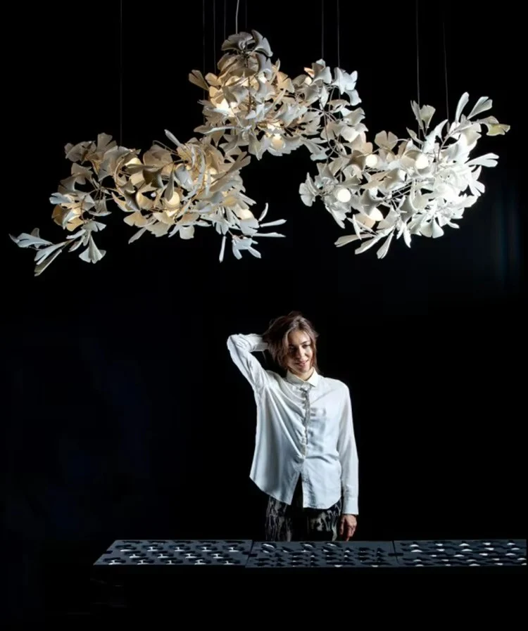 Simple Decoration Villa Hotel Living Room Ginkgo Brass Pendant Light Restaurant Lobby Bar Room Ginkgo Leaf Chandelier - Image 3
