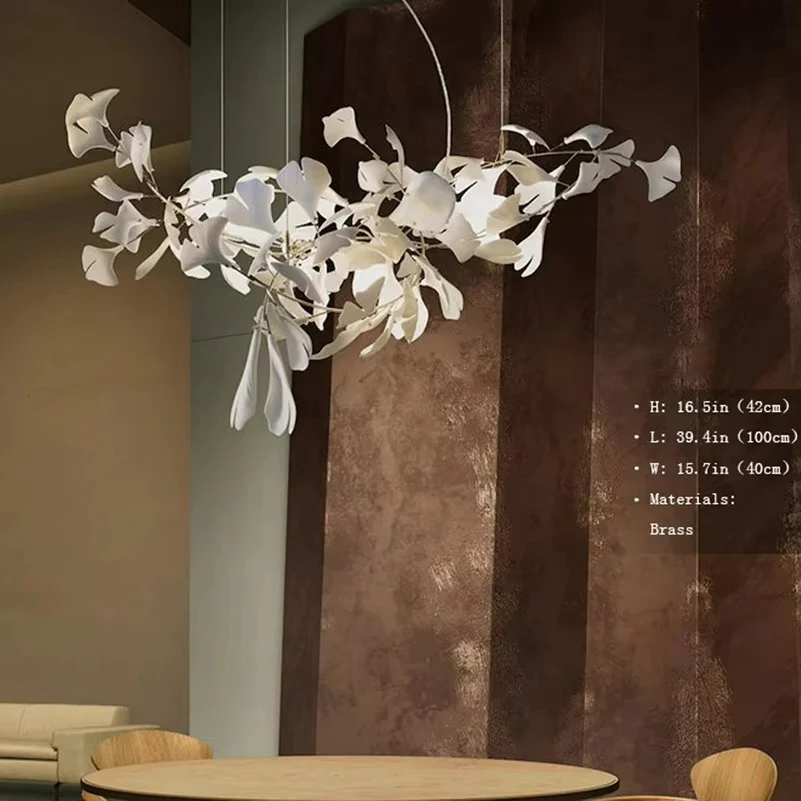 Simple Decoration Villa Hotel Living Room Ginkgo Brass Pendant Light Restaurant Lobby Bar Room Ginkgo Leaf Chandelier - Image 8