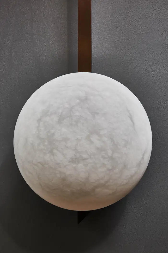Six Asymmetrical Arms Wall Sconce and Ceiling Lamp in Brass and Alabaster - Image 5