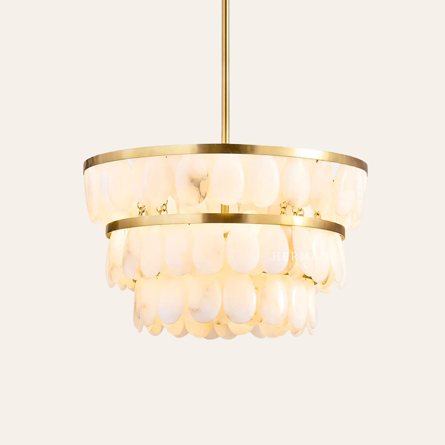 Solene Alabaster Tiered Round Chandelier 22" - Image 3