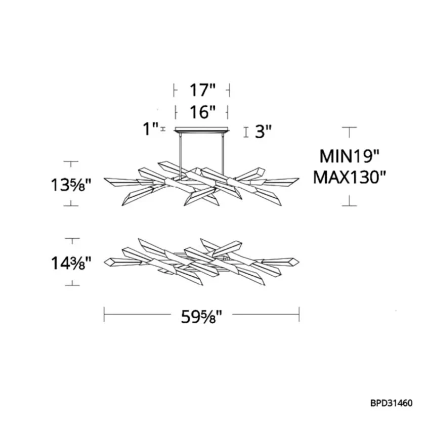Solitude Quartz Rectangular Chandelier 60" - Image 2