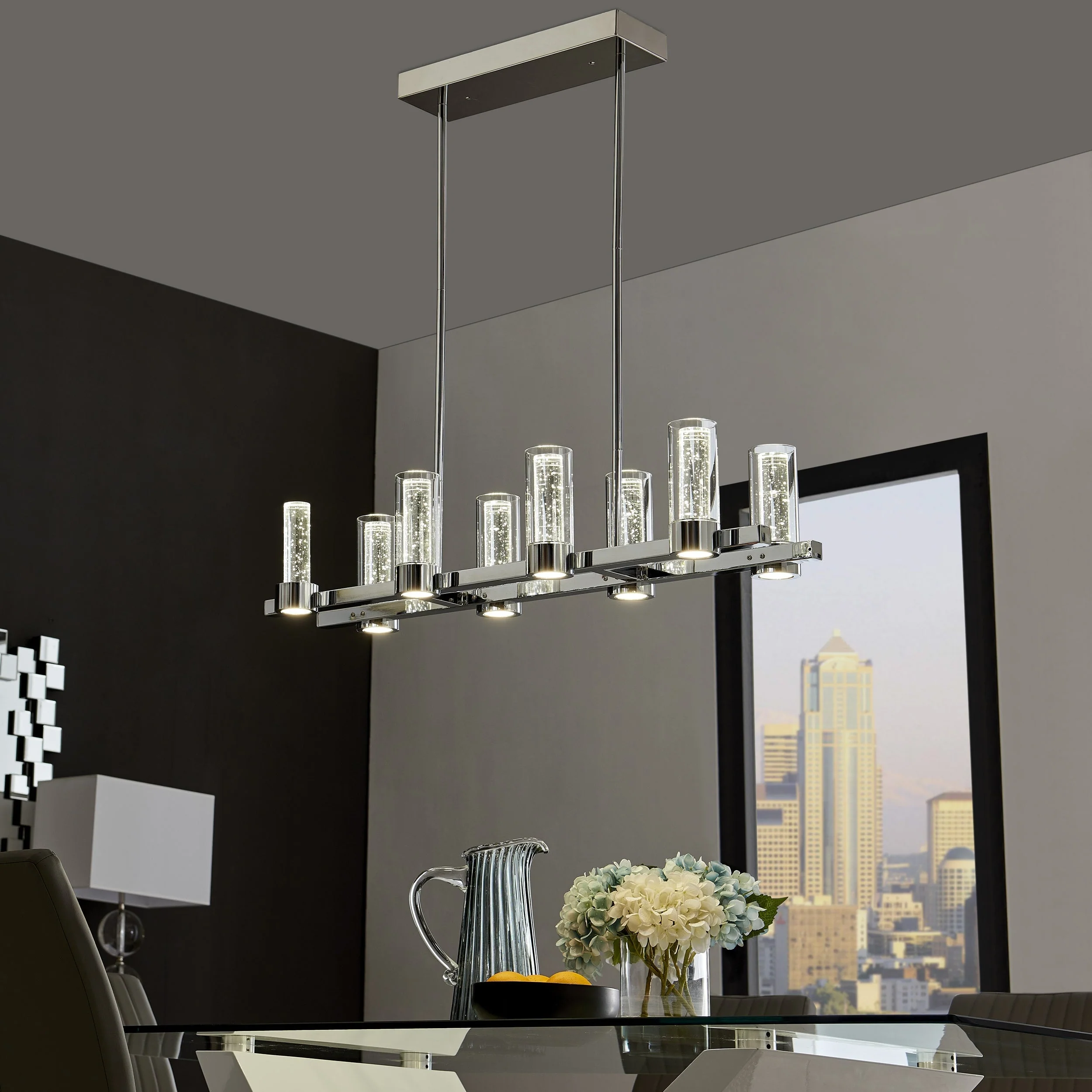 Sparkling Night LED Rectangular Chandelier// 8 Lights - Image 3