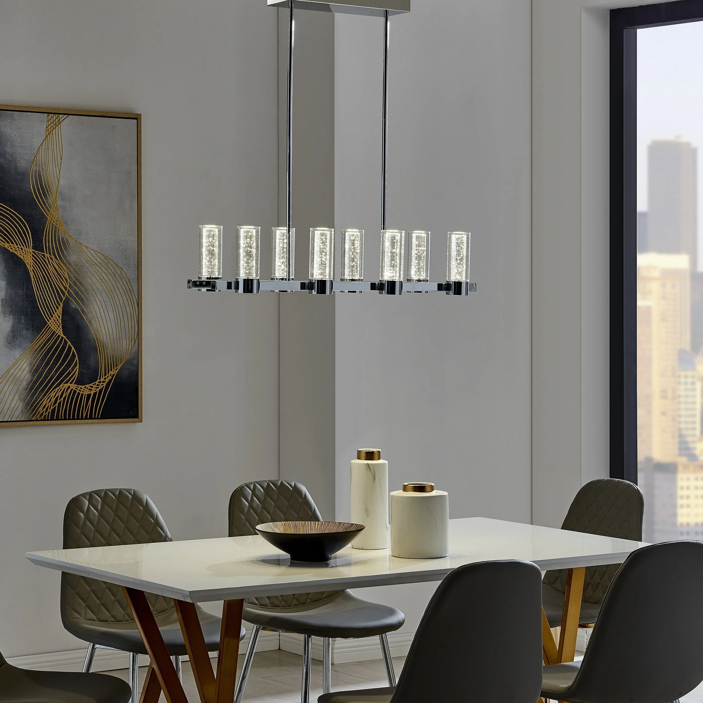 Sparkling Night LED Rectangular Chandelier// 8 Lights - Image 4