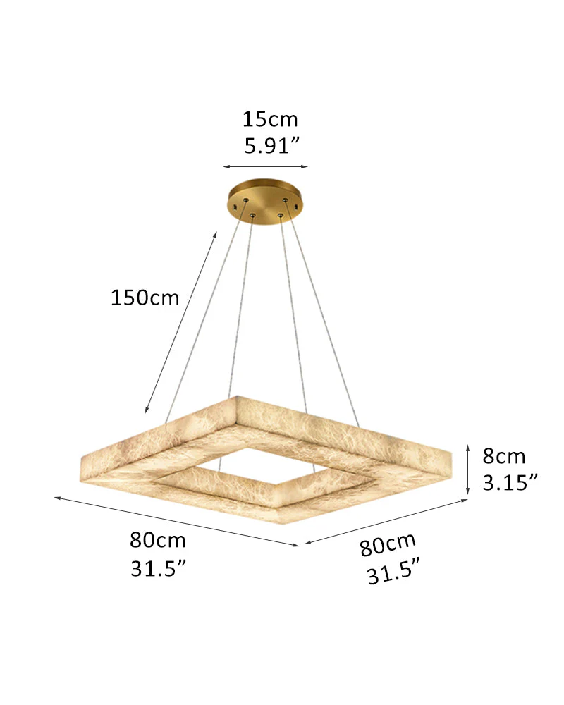 Square/Rectangle Large Alabaster Chandelier, 20" 24" 32" 40" 58" 60" 71" 79" Dia - Image 15