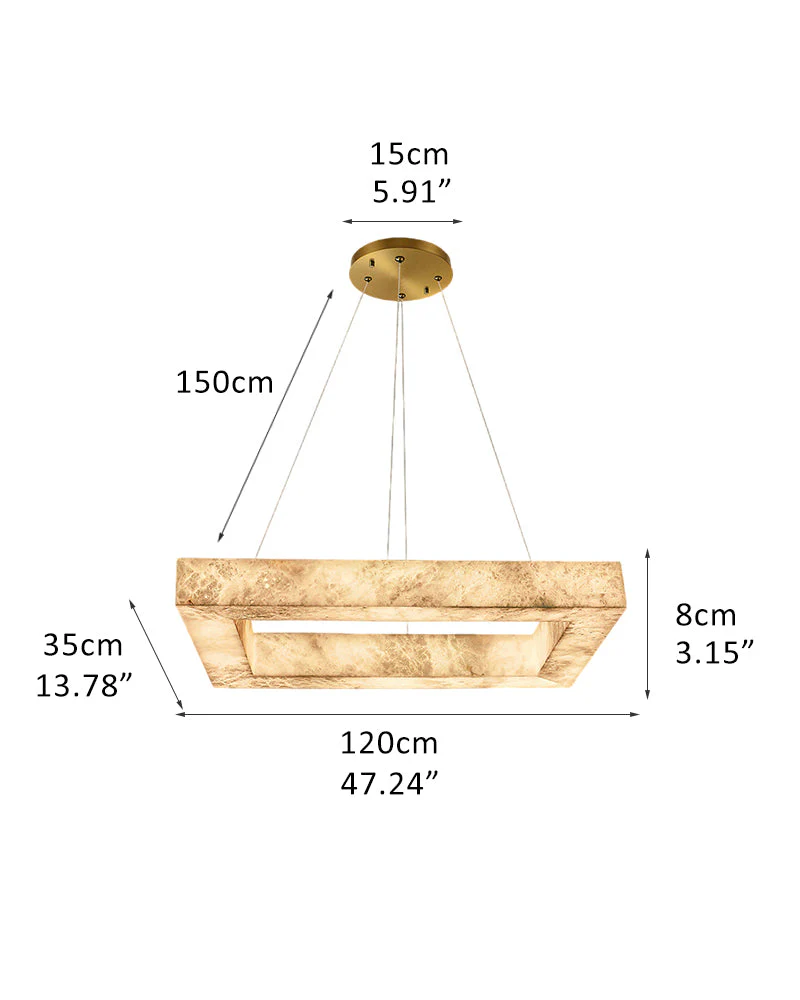 Square/Rectangle Large Alabaster Chandelier, 20" 24" 32" 40" 58" 60" 71" 79" Dia - Image 17
