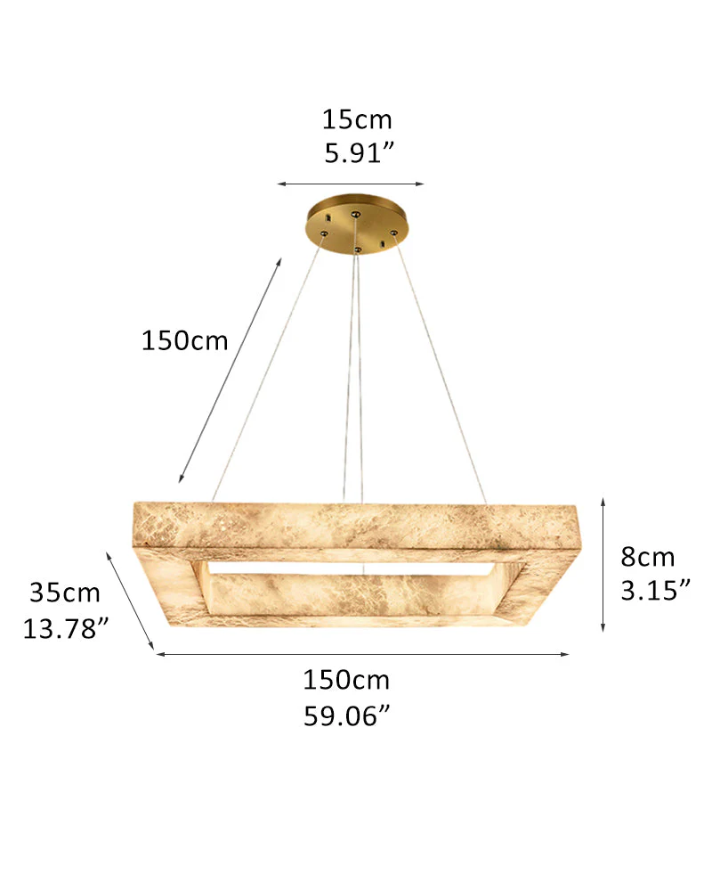 Square/Rectangle Large Alabaster Chandelier, 20" 24" 32" 40" 58" 60" 71" 79" Dia - Image 18