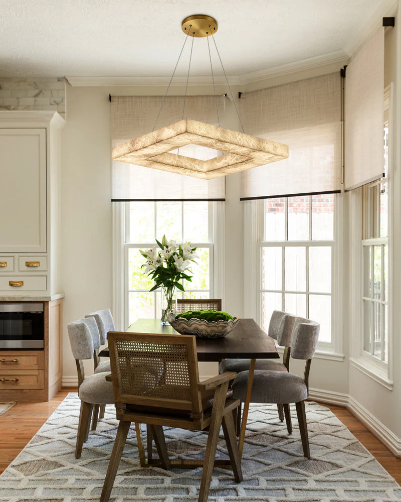 Square/Rectangle Large Alabaster Chandelier, 20" 24" 32" 40" 58" 60" 71" 79" Dia - Image 3