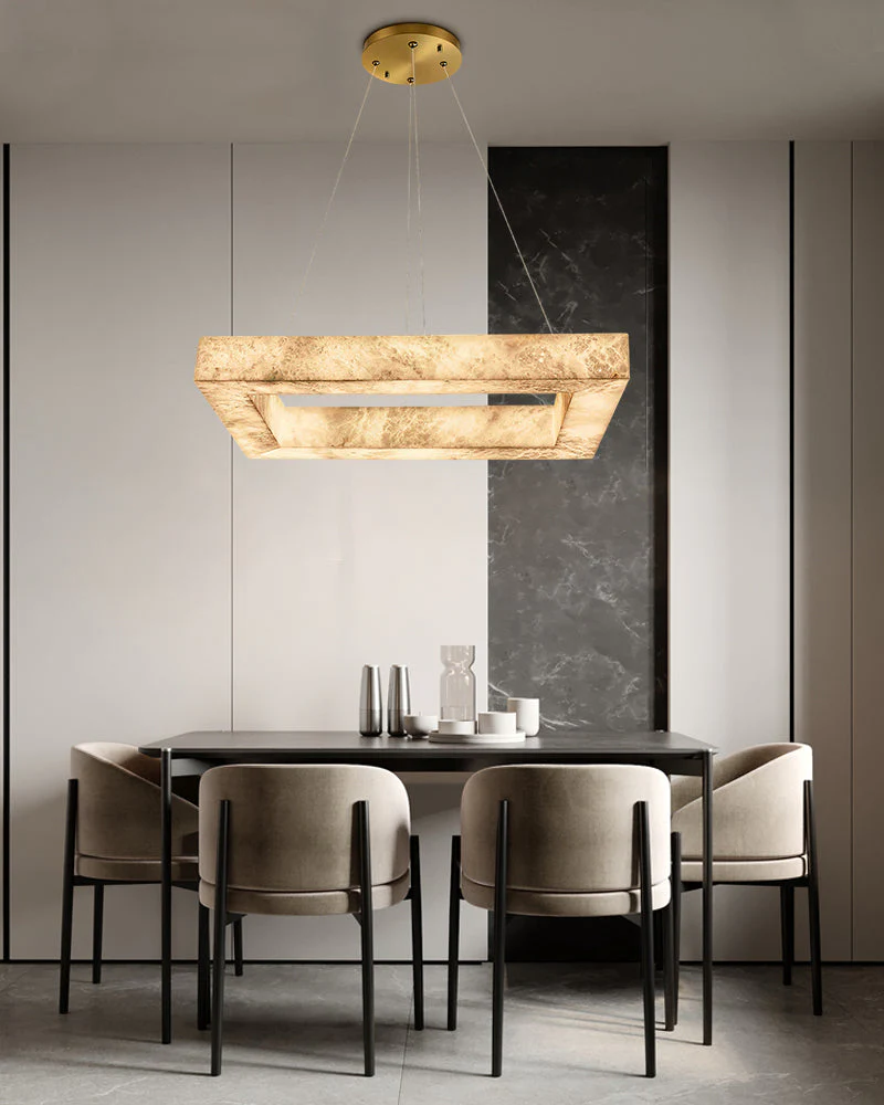 Square/Rectangle Large Alabaster Chandelier, 20" 24" 32" 40" 58" 60" 71" 79" Dia - Image 7