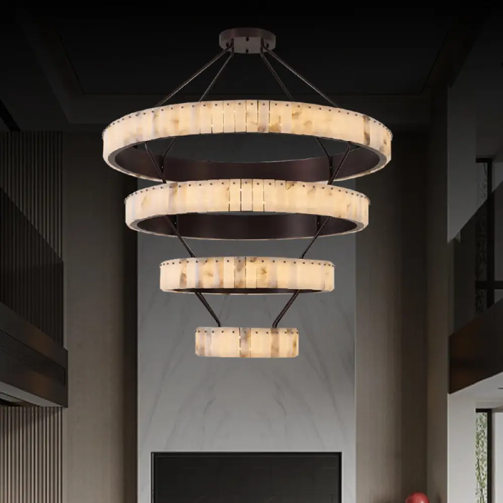 Tiered Alabaster Spiral Chandelier - Image 5