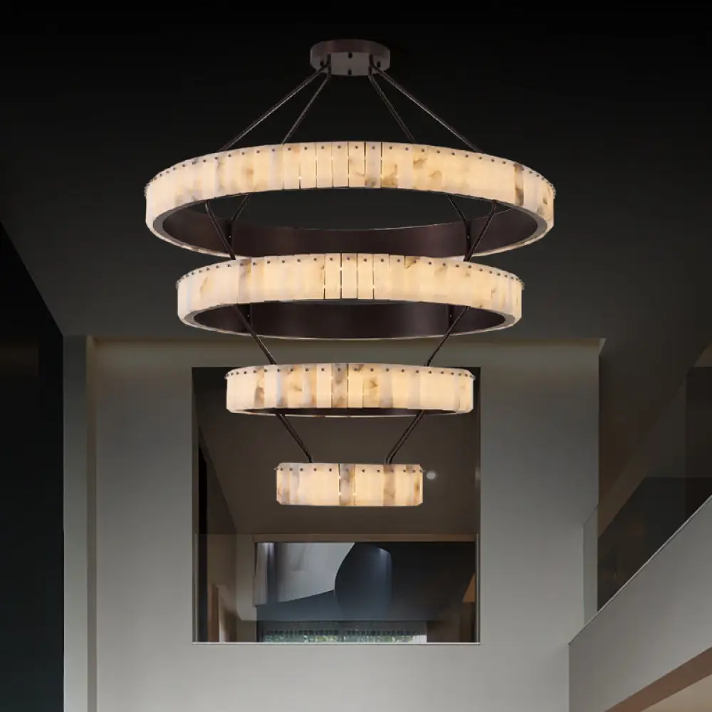 Tiered Alabaster Spiral Chandelier - Image 6