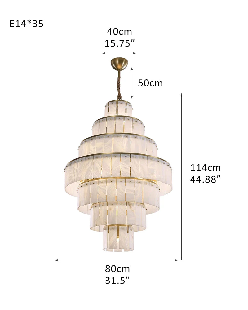 Stairwell Luxury Modern LED High Ceiling Large Alabaster Chandelier - Image 20