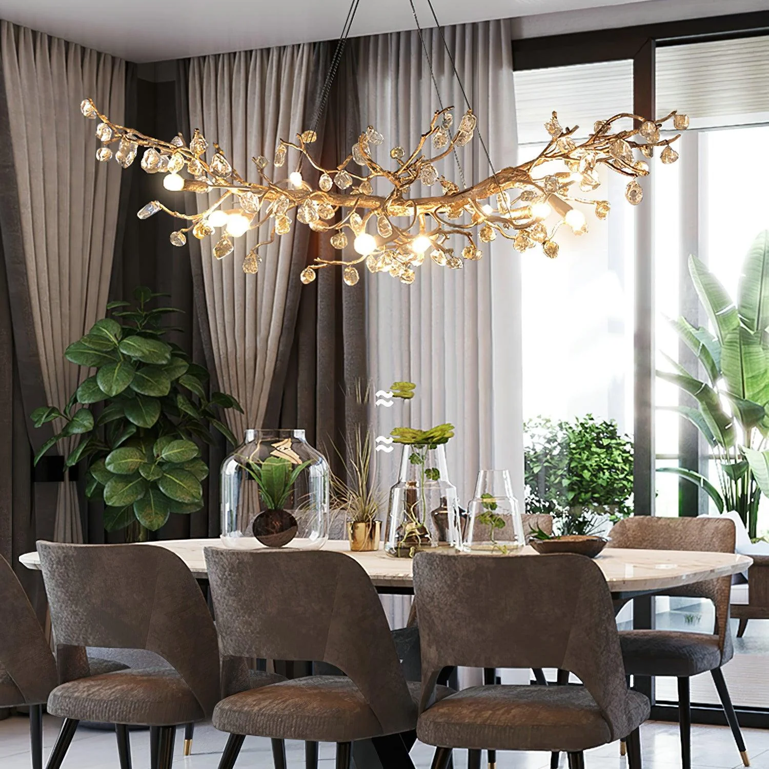 Stone Crystal Brass Chandelier - Image 15