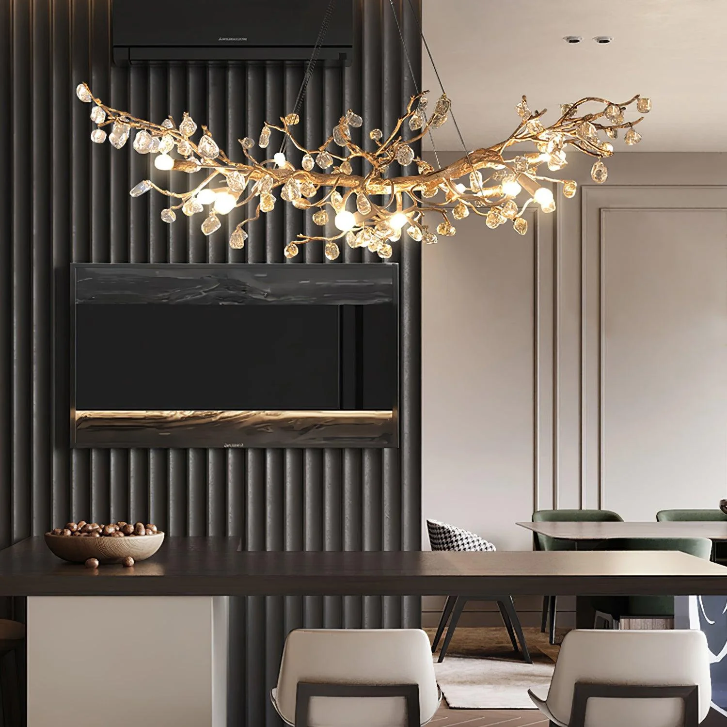 Stone Crystal Brass Chandelier - Image 24