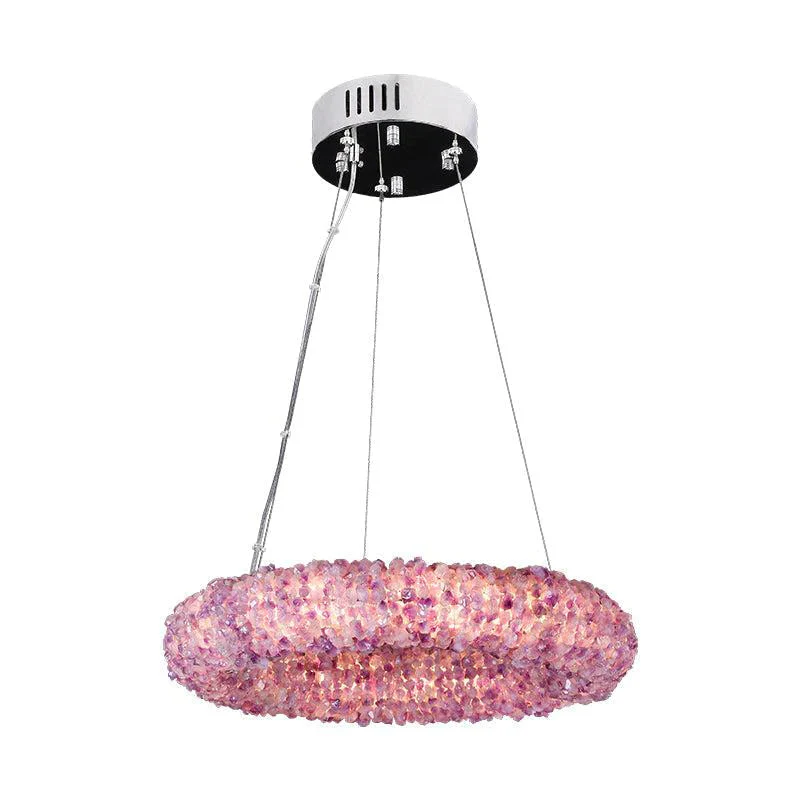 Tadeo Purple Rock Crystal Round Luxury Chandelier - Image 3