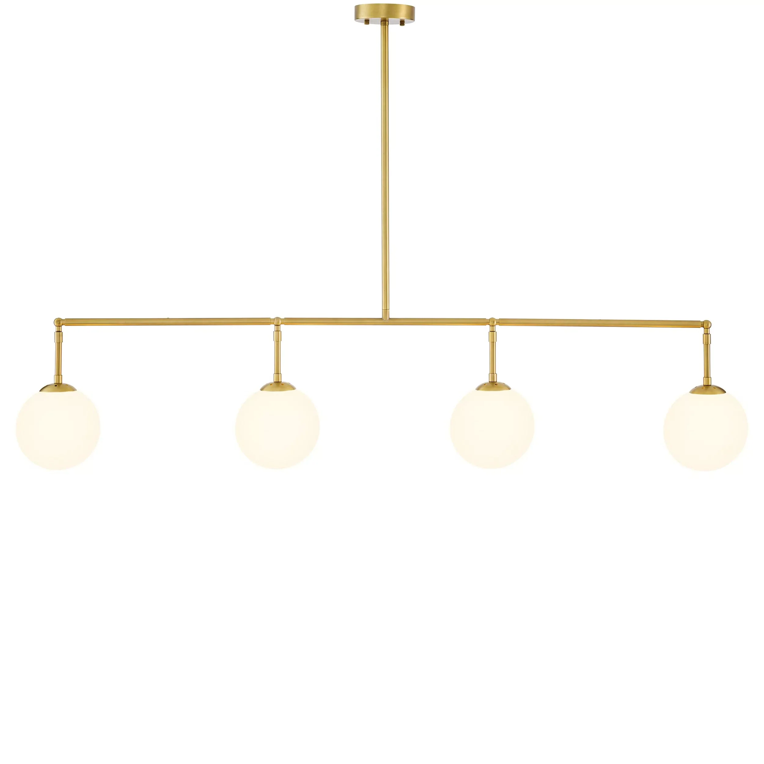 Tara Modern Brass Chandelier - (Antique Brass Finish | White Glass) - Image 3