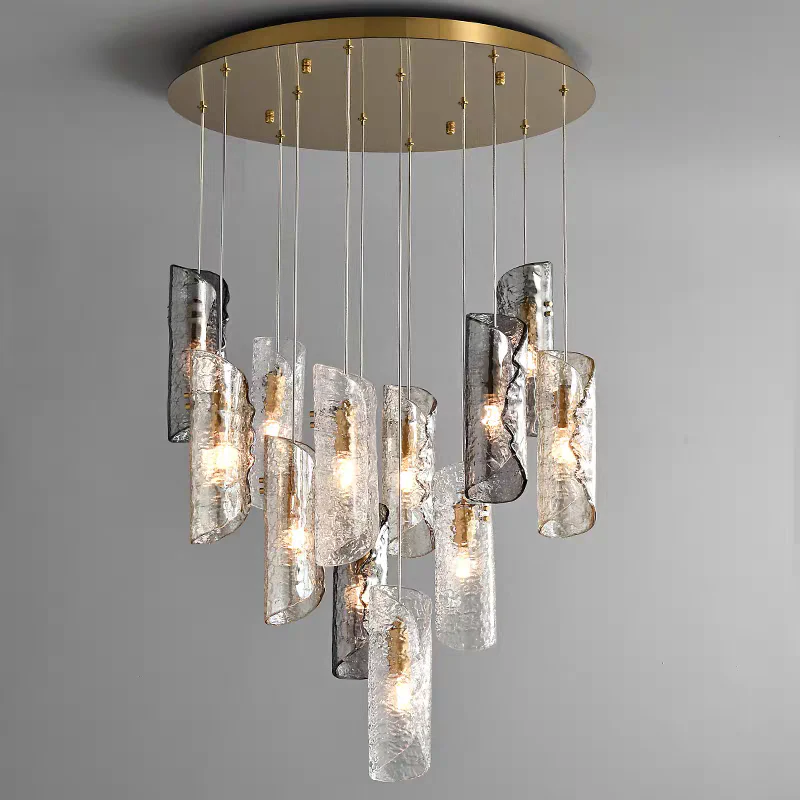 Artisan Textured Glass Shades Multi Light Chandelier by Aurorae Lighting - Image 12