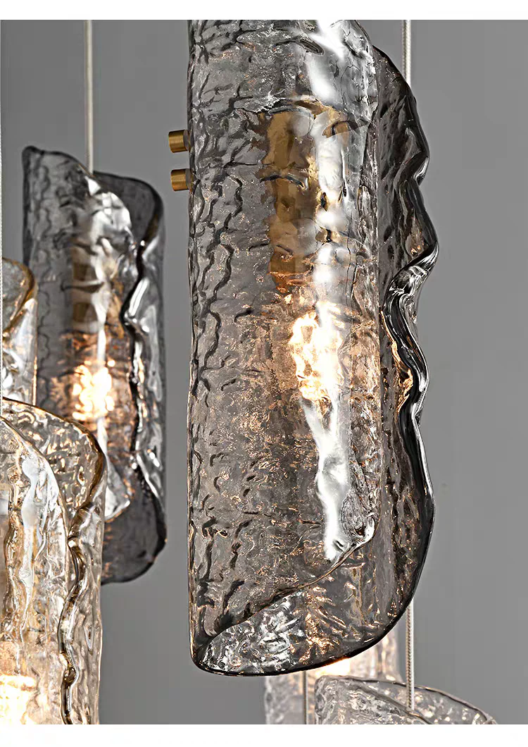 Artisan Textured Glass Shades Multi Light Chandelier by Aurorae Lighting - Image 15