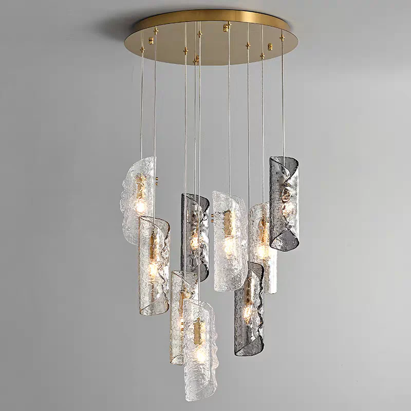 Artisan Textured Glass Shades Multi Light Chandelier by Aurorae Lighting - Image 2