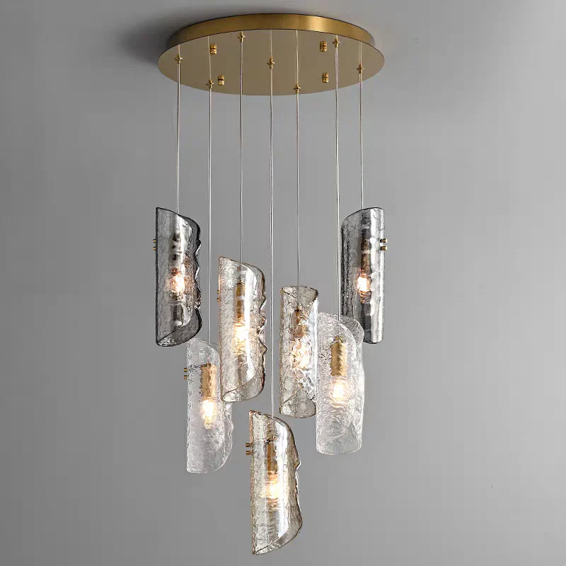Artisan Textured Glass Shades Multi Light Chandelier by Aurorae Lighting - Image 4
