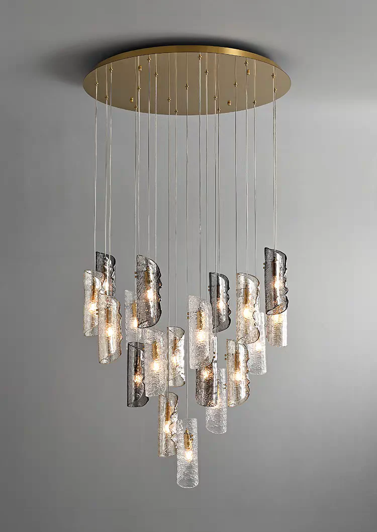 Artisan Textured Glass Shades Multi Light Chandelier by Aurorae Lighting - Image 8