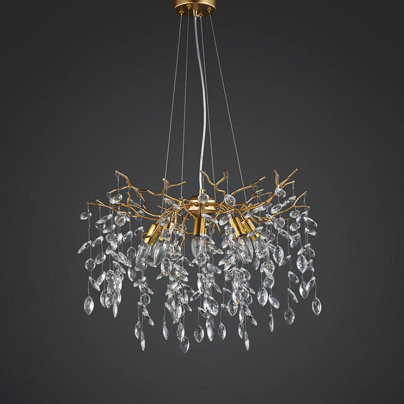 Leek Gold Crystal Branch Chandelier 24"D - Image 2