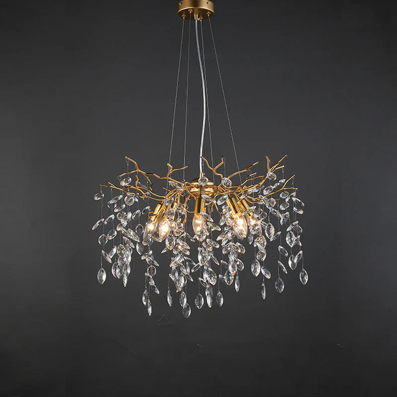 Leek Gold Crystal Branch Chandelier 24"D - Image 3
