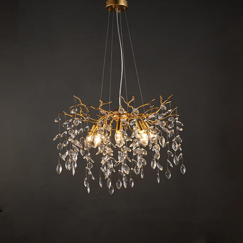Leek Gold Crystal Branch Chandelier 24"D - Image 4