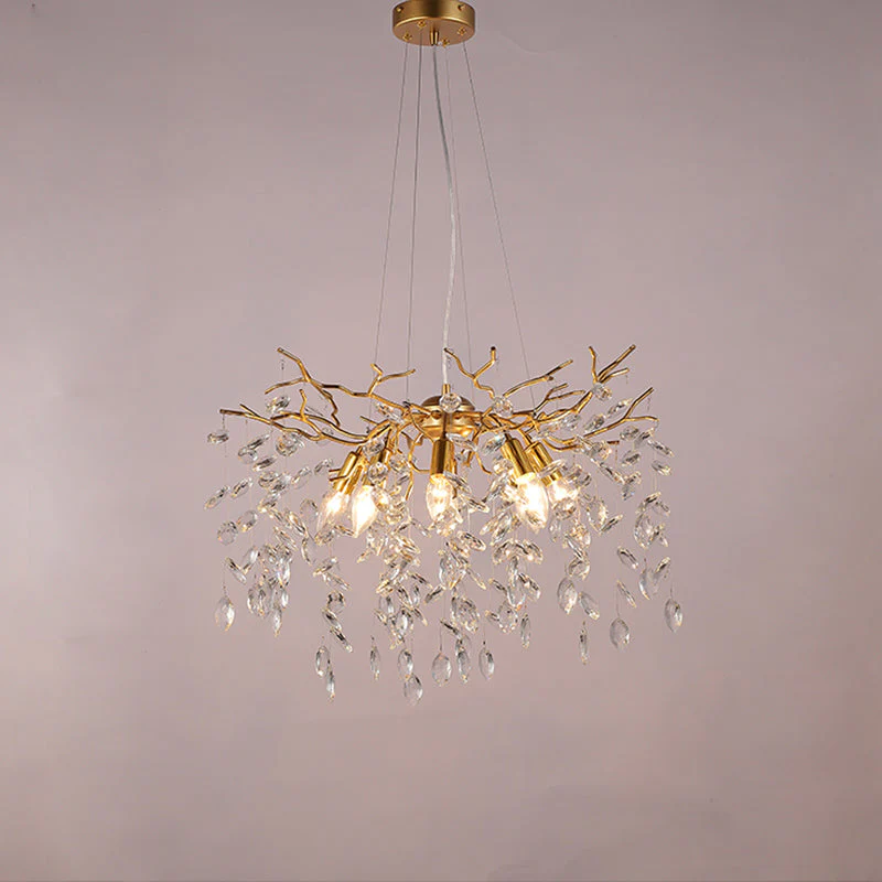 Leek Gold Crystal Branch Chandelier 24"D - Image 5