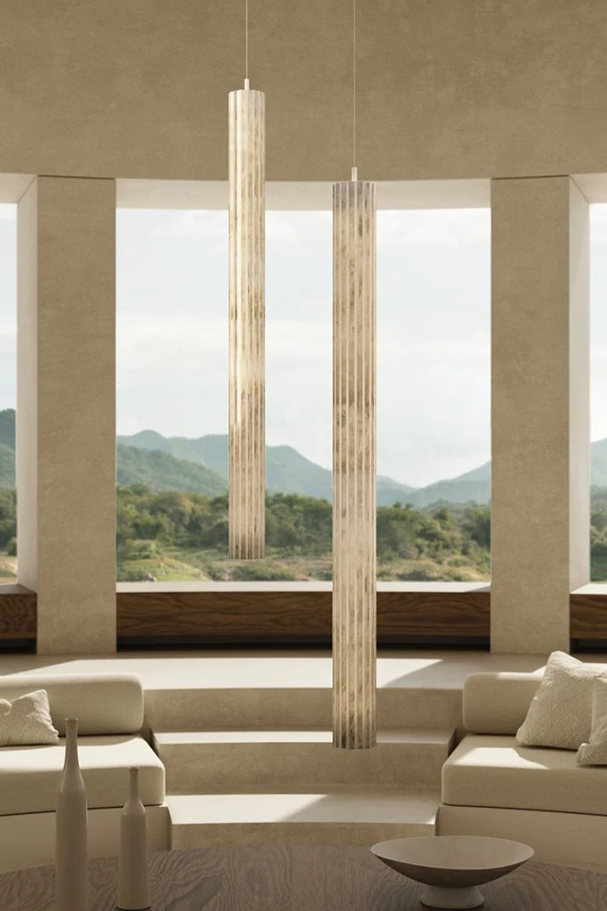 Vertical Roller Alabaster Pendant Light - Image 2