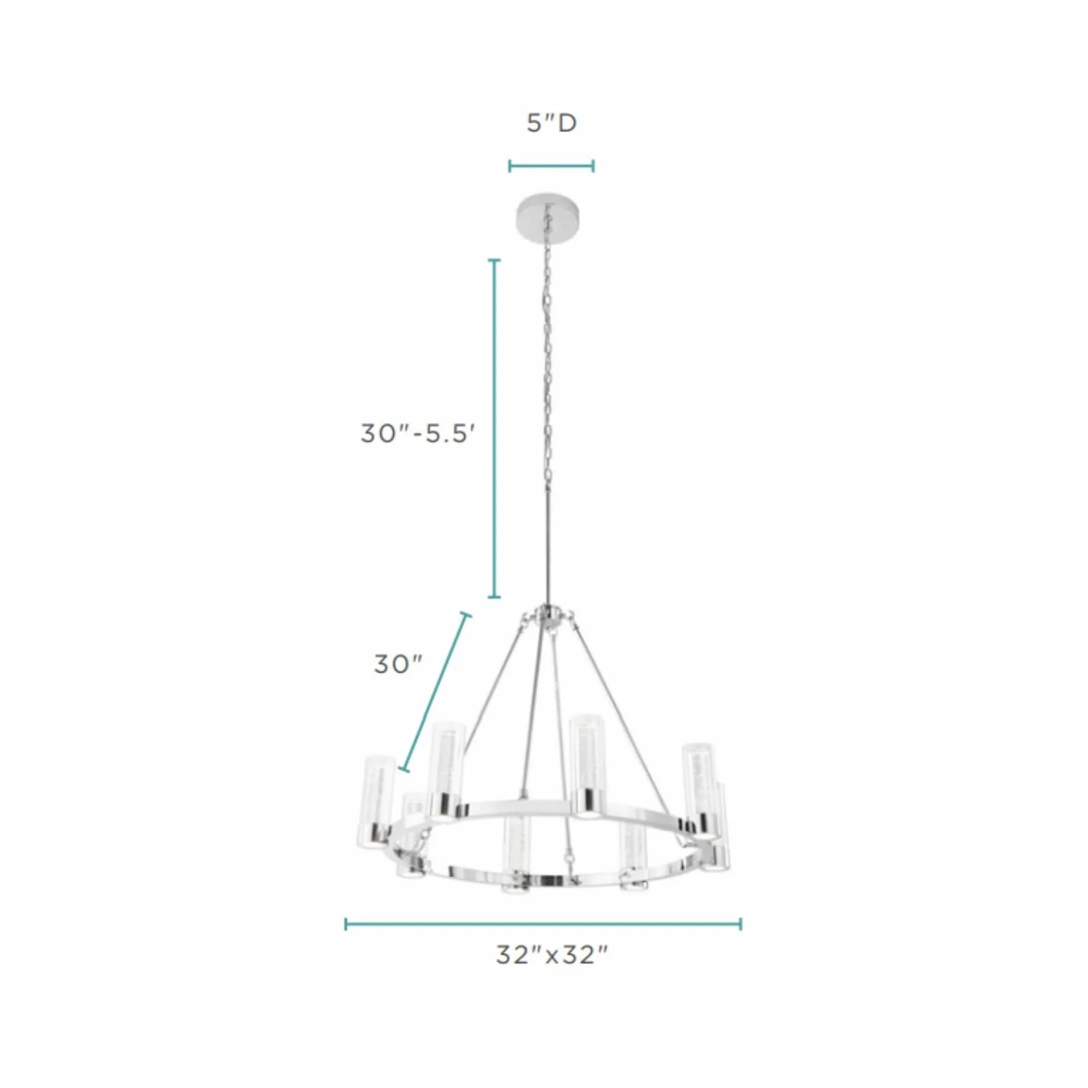 Victory 8 Light Chandelier // Chrome - Image 5