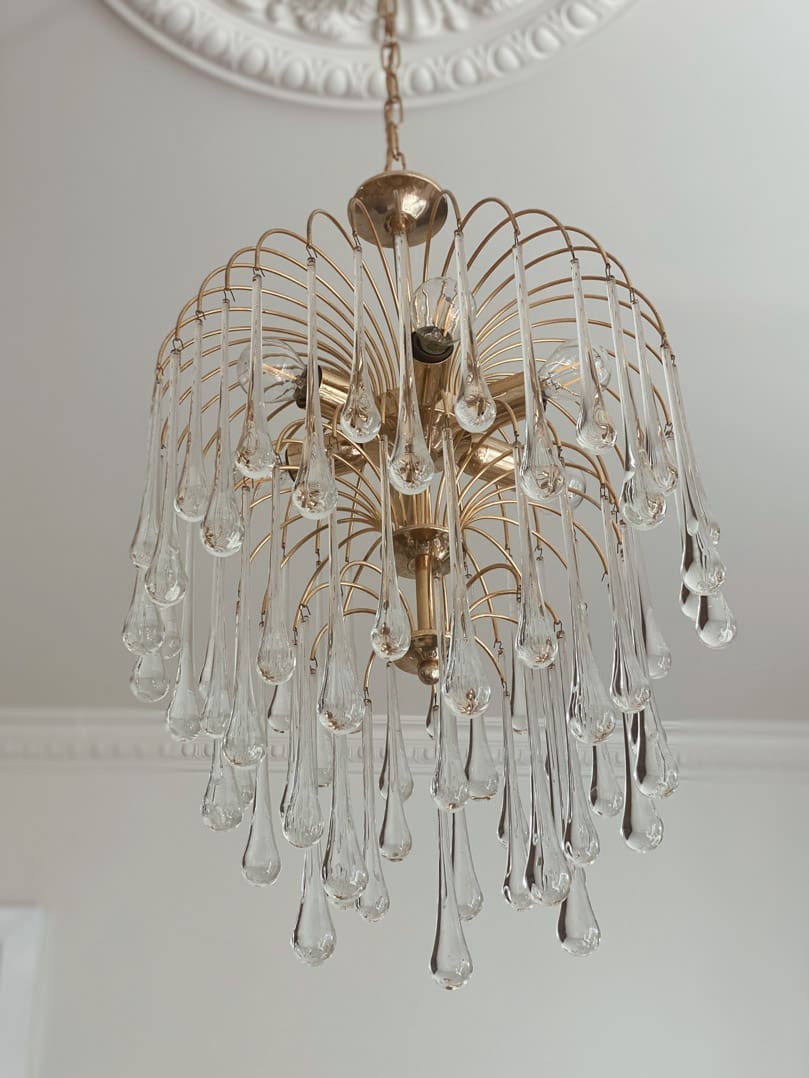 Vintage – Murano chandelier – Teardrop – 68 drops – Clear - Image 13