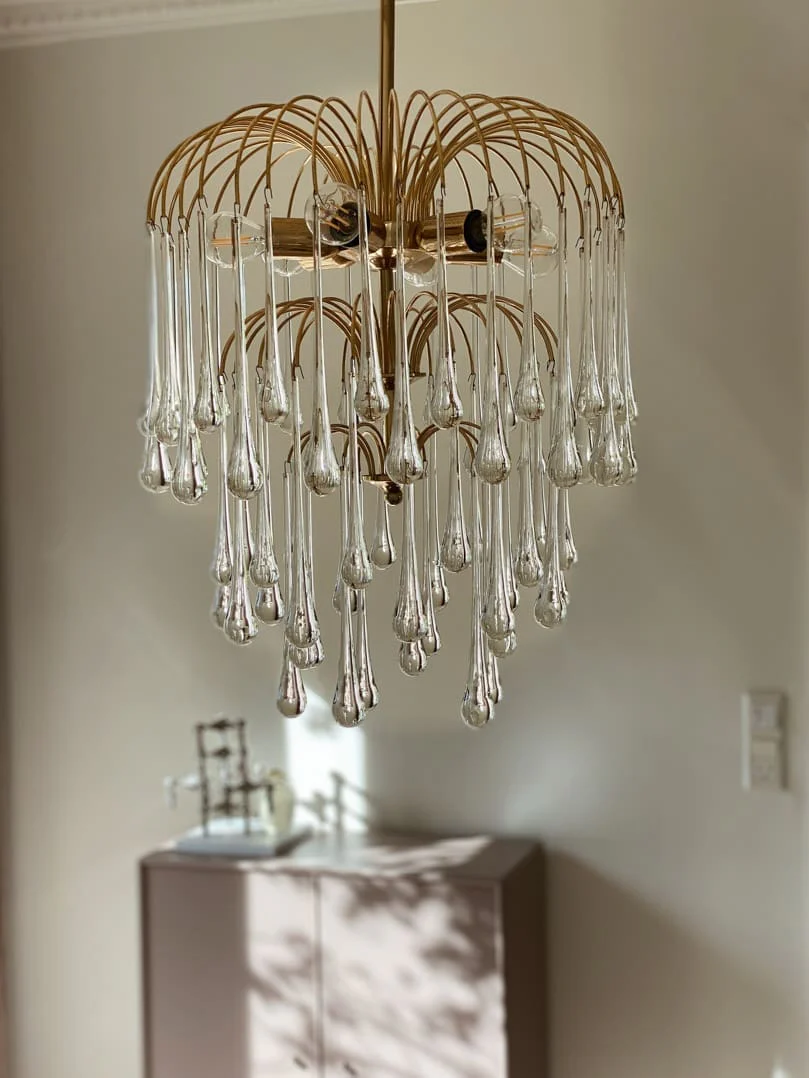 Vintage – Murano chandelier – Teardrop – 68 drops – Clear - Image 14
